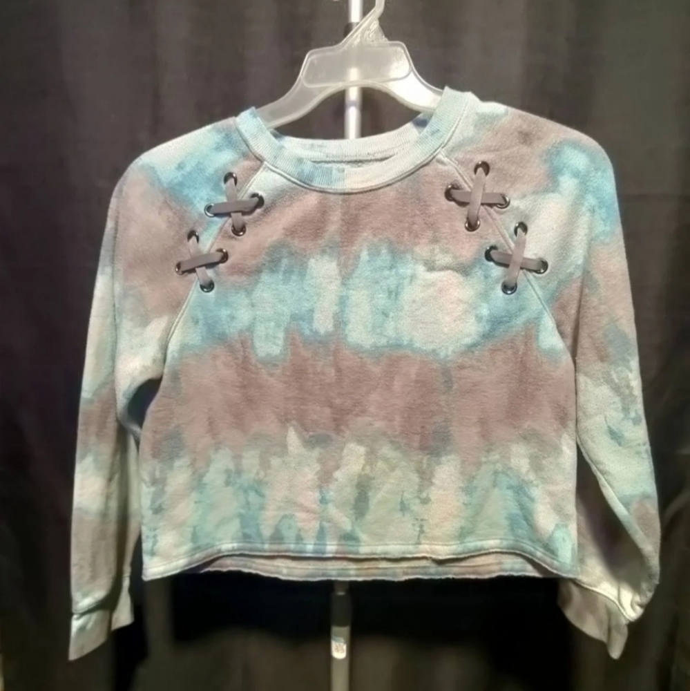 Justice crop top tie dye sweatshirt